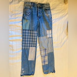 Free People patchwork high rise jeans